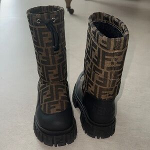Fendi Black and Brown Monogram Boots kids